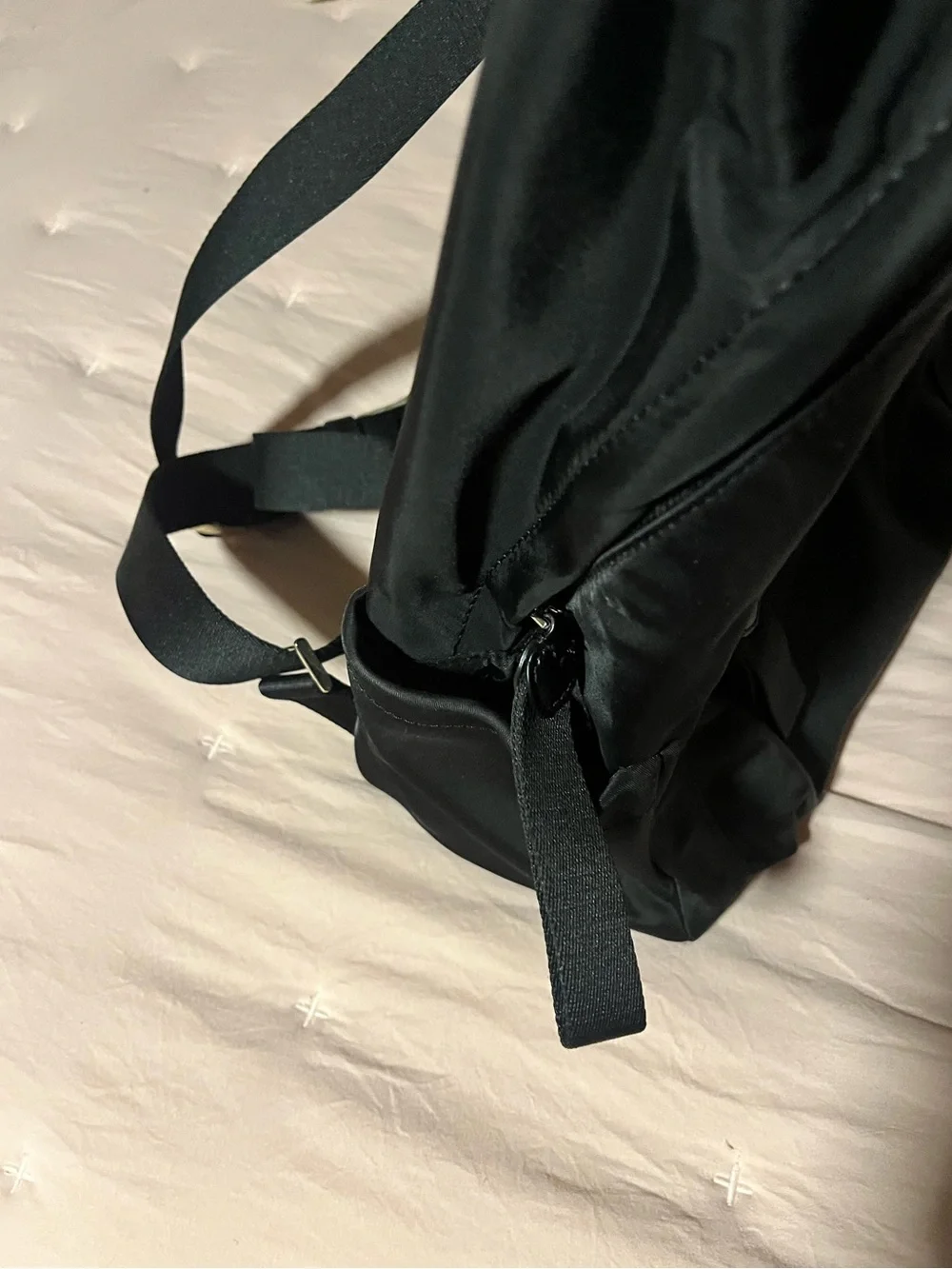 kate spade black nylon backpack with gold logo